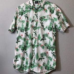 Burnside Hawaiian button up tropical shirt L